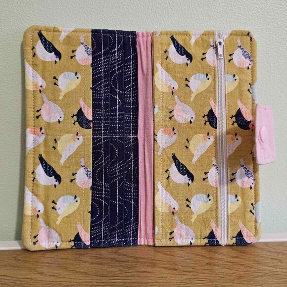 Handmade Yellow Fabric Bird Wallet - Picture 2 of 4